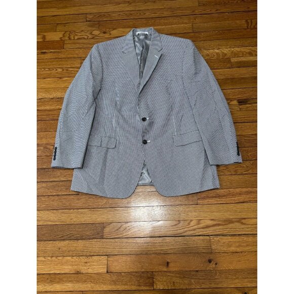 Chaps Ralph Lauren Mens Blazer Jacket Sz 44R Black White Check Cotton Sport Coat - Picture 1 of 6